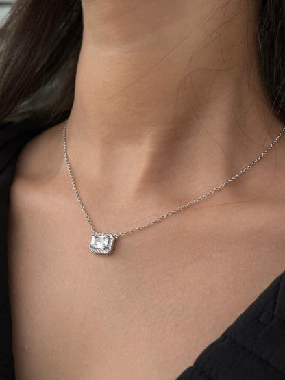 Clear Cubic Zirconia Necklace in Sterling Silver 925s