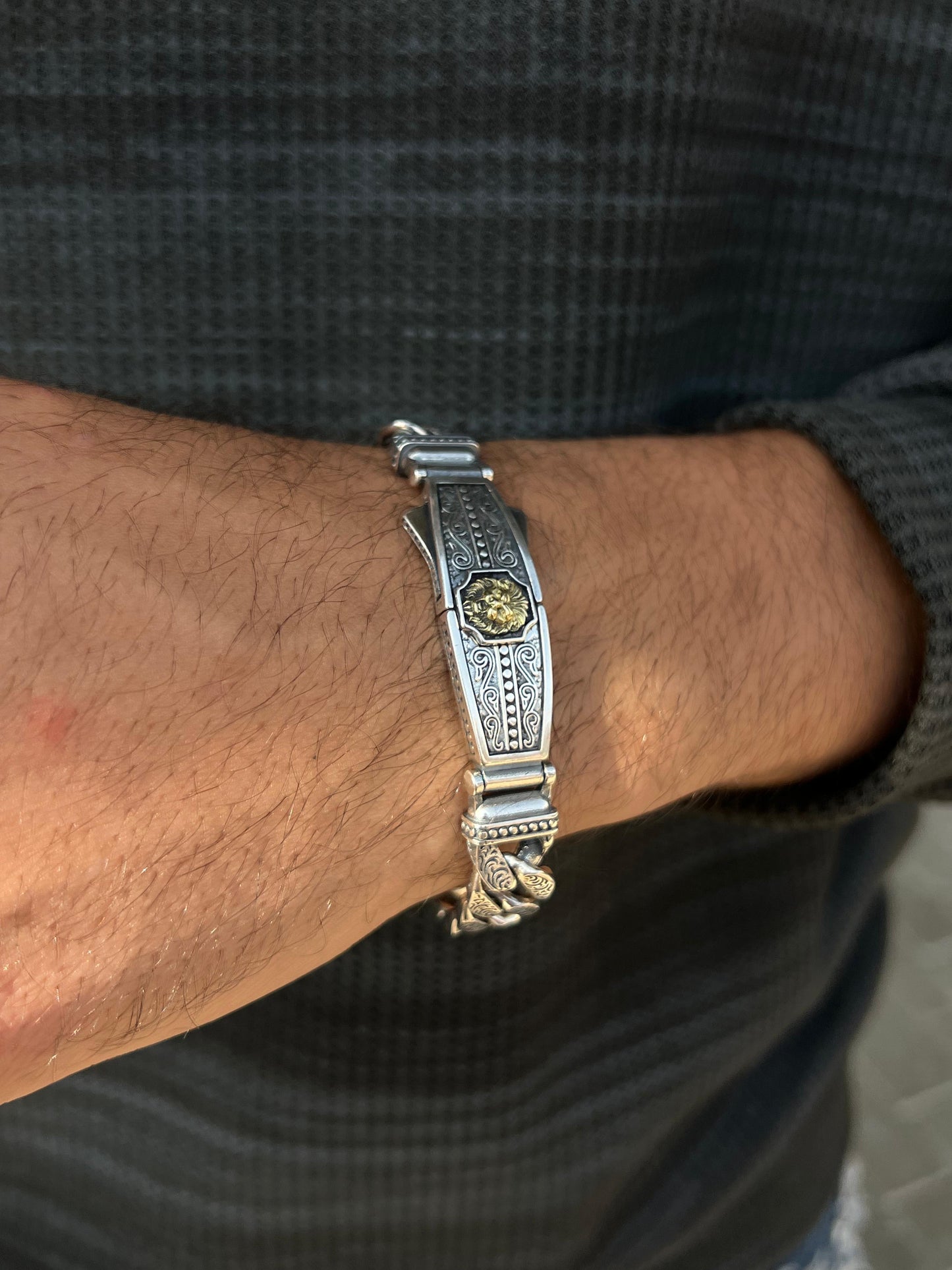 Lion Dominus Bracelet Sterling Silver 925s-(20cm-12mm)