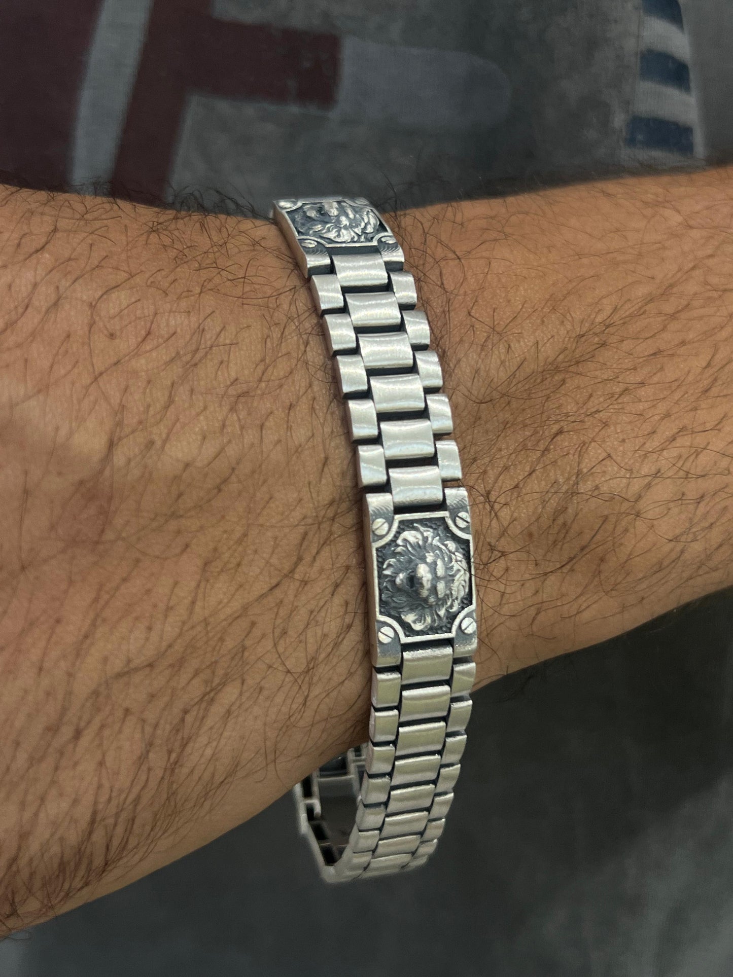 Lion Link chain Bracelet for Men's Sterling Silver 925s-21.5cm
