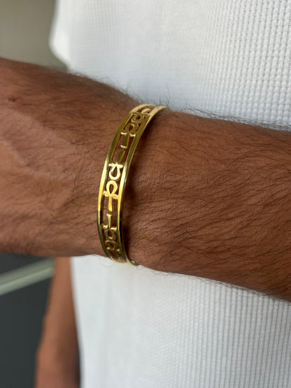 Premium- (10mm) Ankh cuff in Sterling Silver 925s- Real 21K Gold Plated