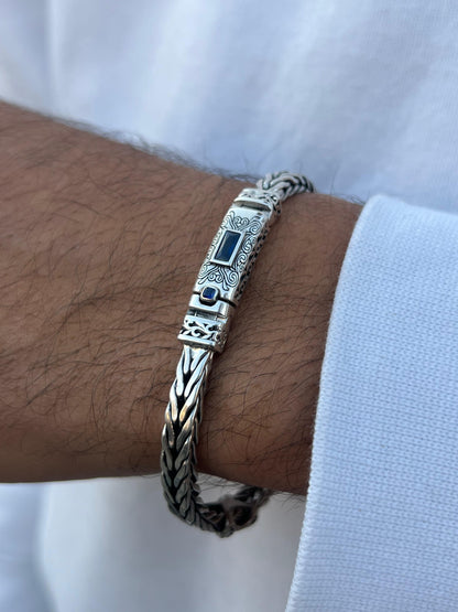 X-Link Power Bangle for Men's Sterling Silver 925s-(20cm-6mm)