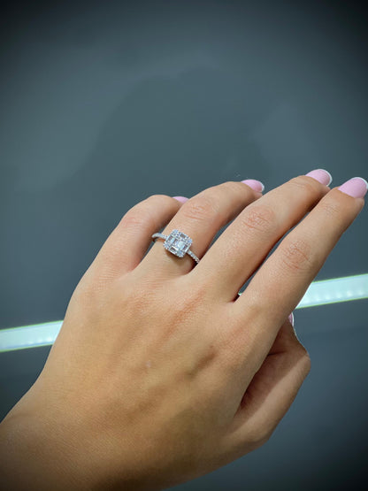 Cubic Square Ring -Clear Zirconia in Sterling Silver -925