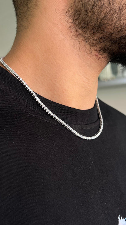 Thick Clear Tennis Necklace in Italian sterling silver-s925