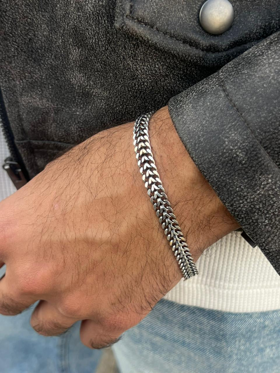 DRAGON BONE-S925 Sterling Silver Bracelet (22cm-8mm)