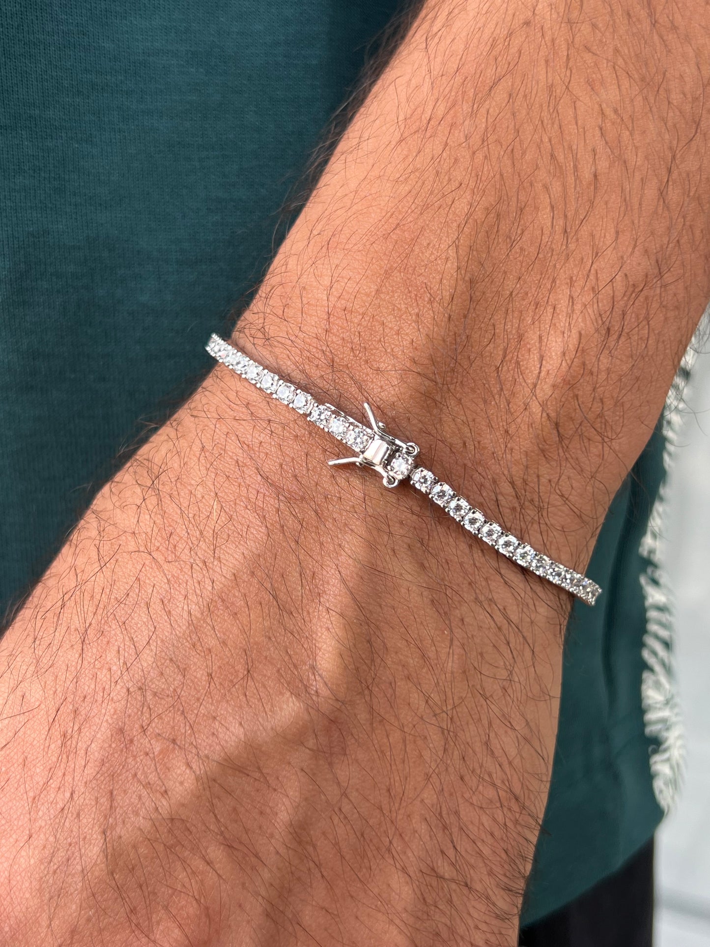 Clear Thick Box Tennis for Men's Sterling Silver 925s