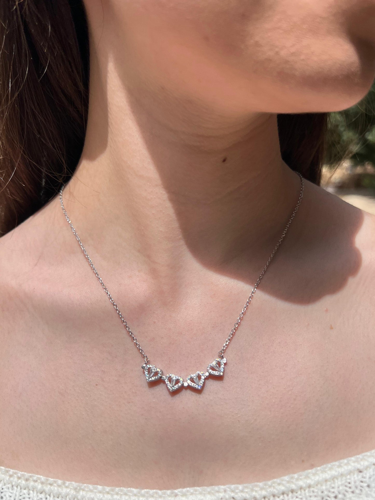 Multi Wearing Heart Necklace 4 Heart Magnetic - Italian sterling Silver-925s