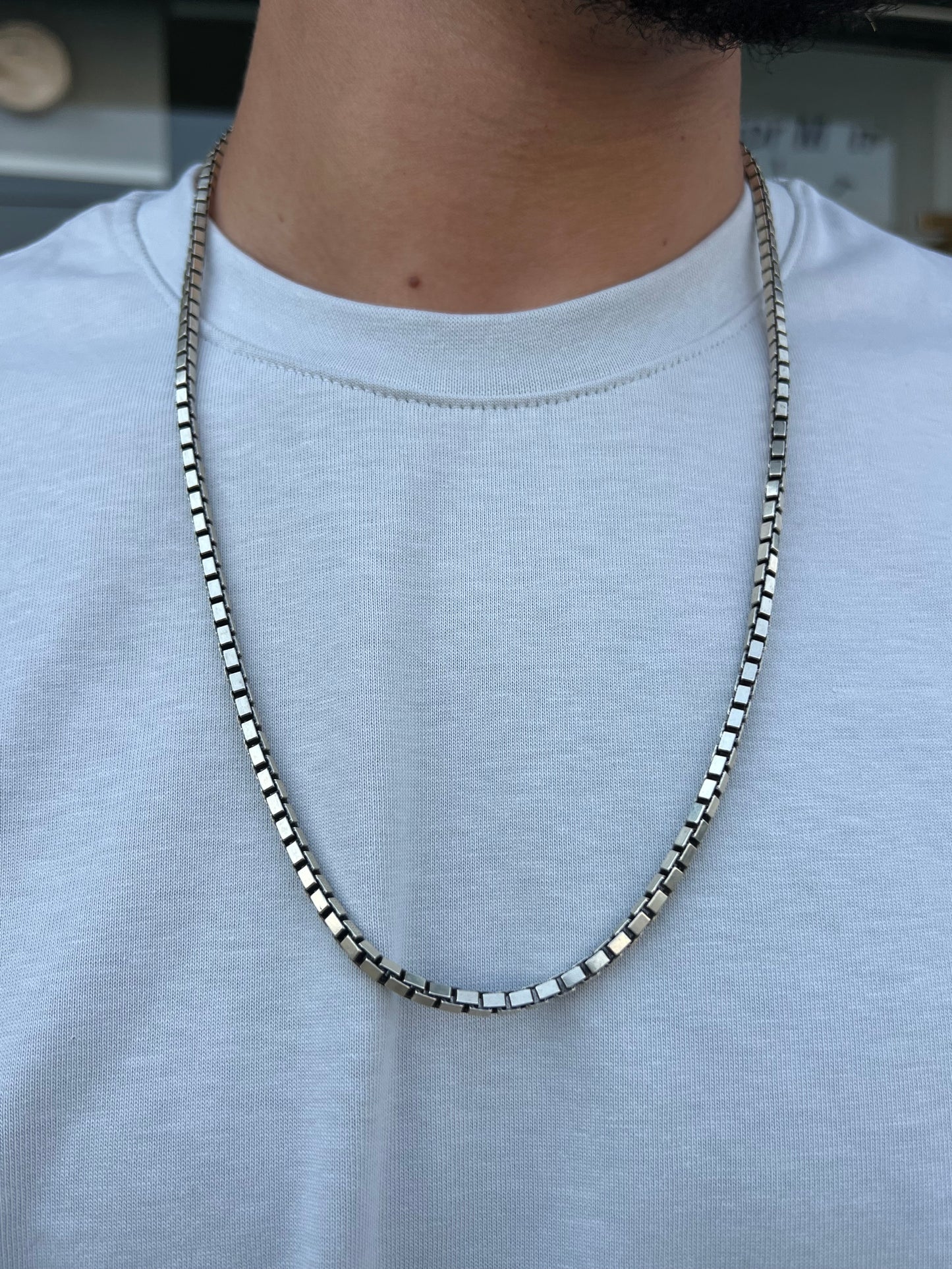 Thick Box Necklace For Men Sterling Silver - 925