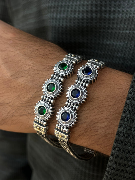 Trio Gems Bracelet for Men's Sterling Silver 925s-20cm