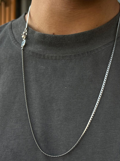 Blocked Grommet Necklace For Men Sterling Silver 925- (64cm,3mm)