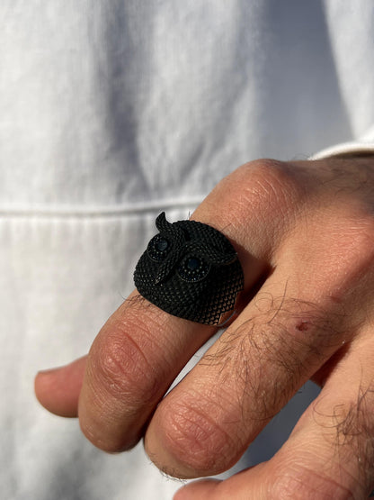 ⚠️Rare Piece-Black Owl Ring -Sterling Silver 925s