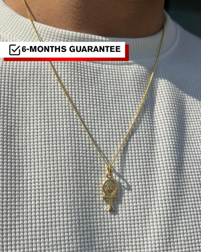 Premium- Ankh Necklace in Sterling Silver 925s- Real 21K Gold Plated