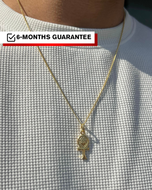 Premium- Ankh Necklace in Sterling Silver 925s- Real 21K Gold Plated
