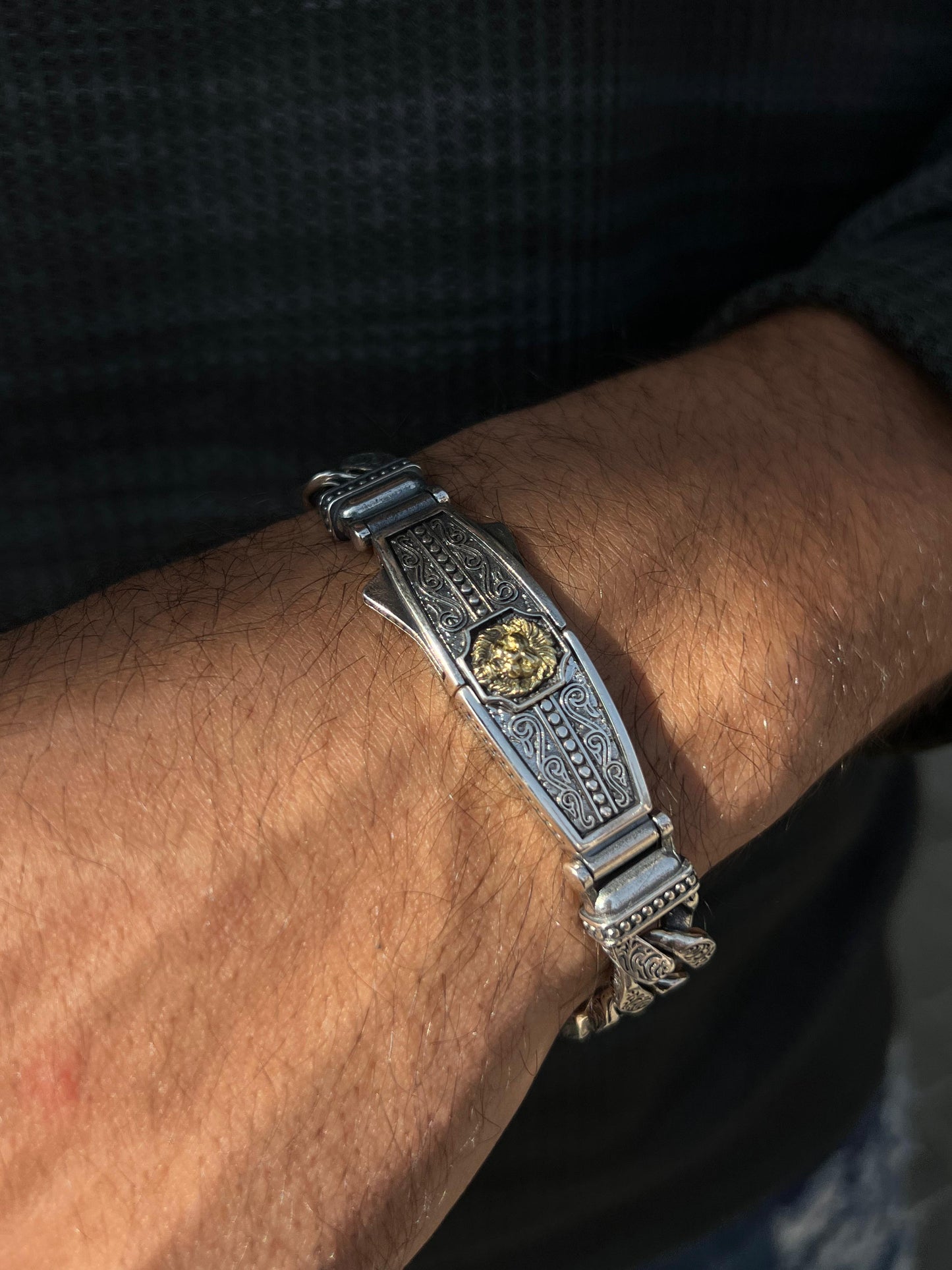 Lion Dominus Bracelet Sterling Silver 925s-(20cm-12mm)