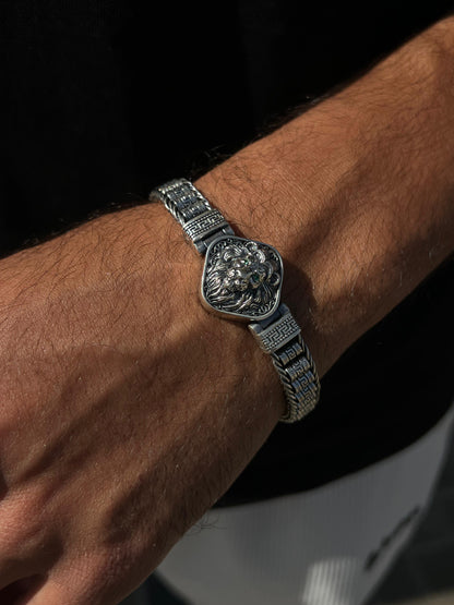 Massive Iconic Lion King Bracelet S925 Sterling Silver-(20cm-9mm)