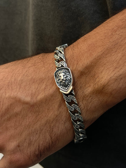 Medium Lion Beast Bracelet for Men's Sterling Silver 925s-22cm
