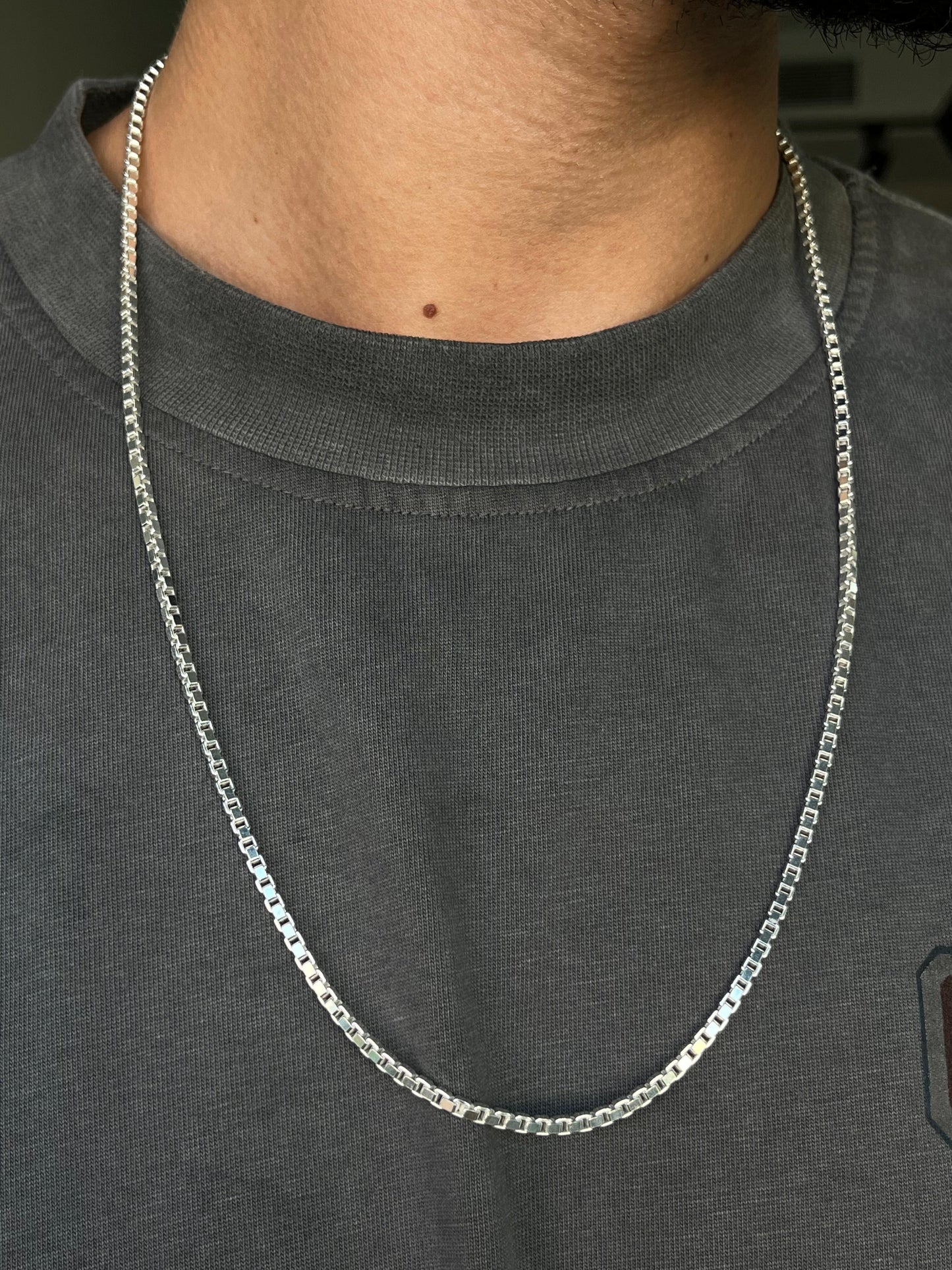 Box Chain For Men Sterling Silver - 925- 3 Sizes