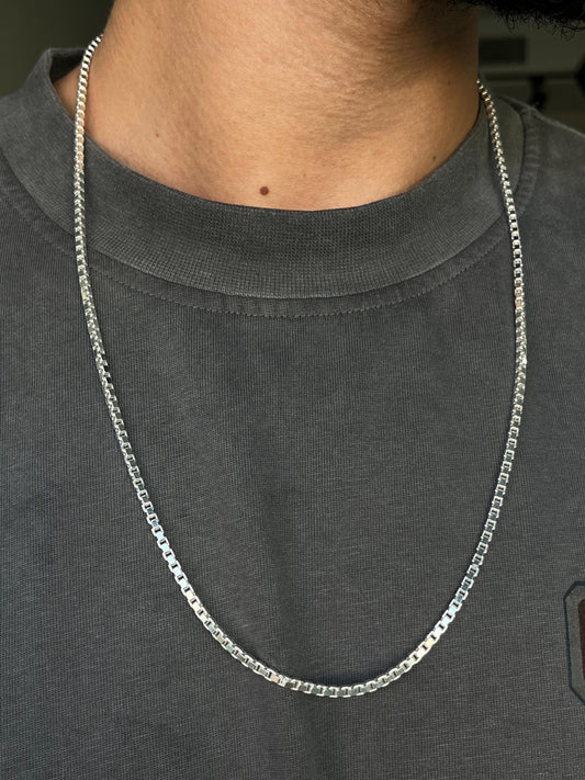 Box Chain For Men Sterling Silver - 925- 3 Sizes