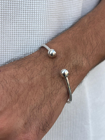 Sleek Decent Bangle bracelet -S925 Sterling Silver for men -