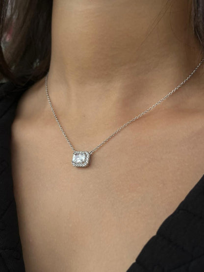 Clear Cubic Zirconia Necklace in Sterling Silver 925s