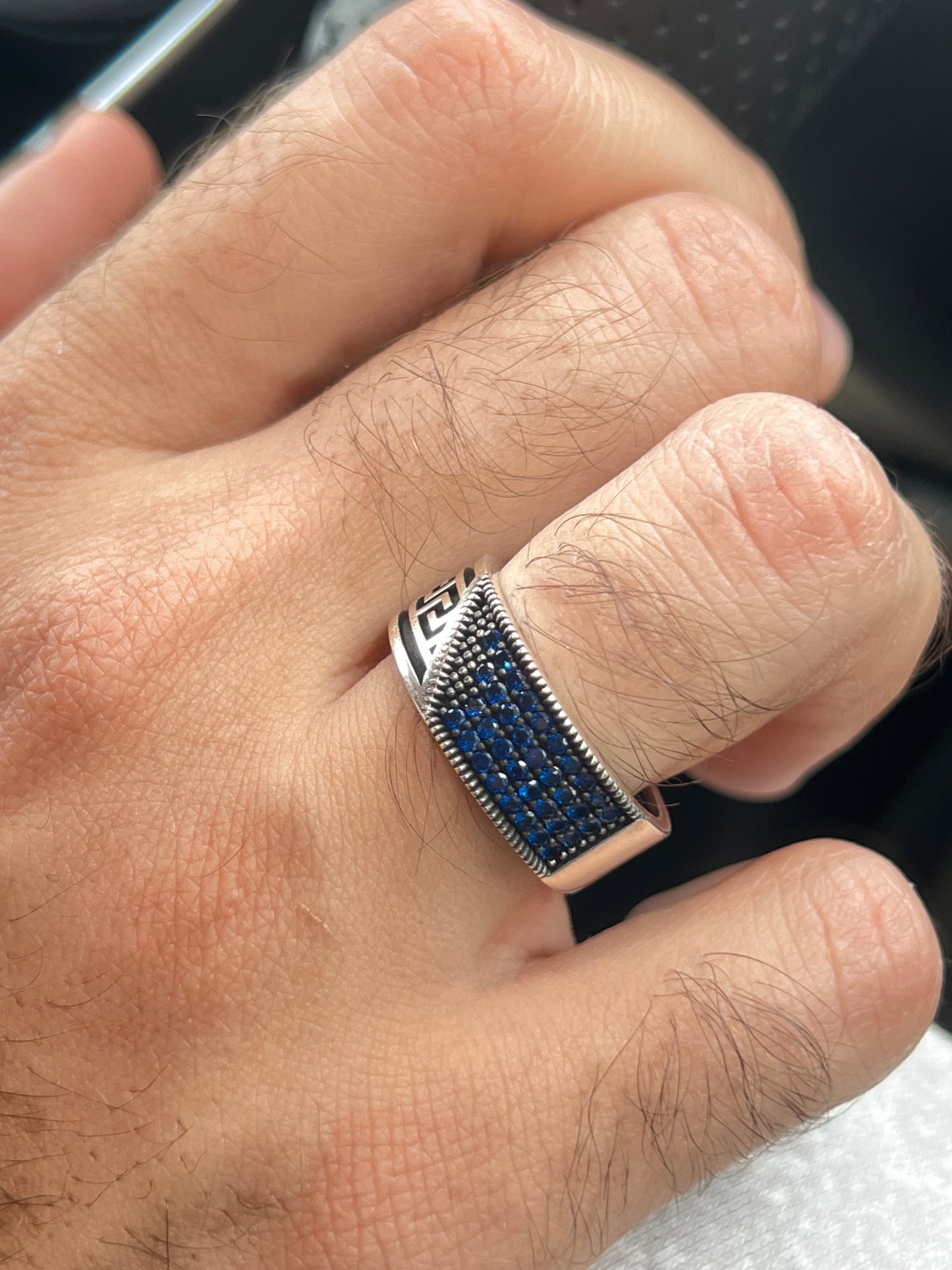 Navy blue Versace Engagement Ring in Sterling Silver 925s