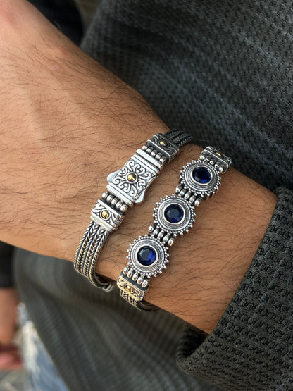 Trio Gems Bracelet for Men's Sterling Silver 925s-20cm