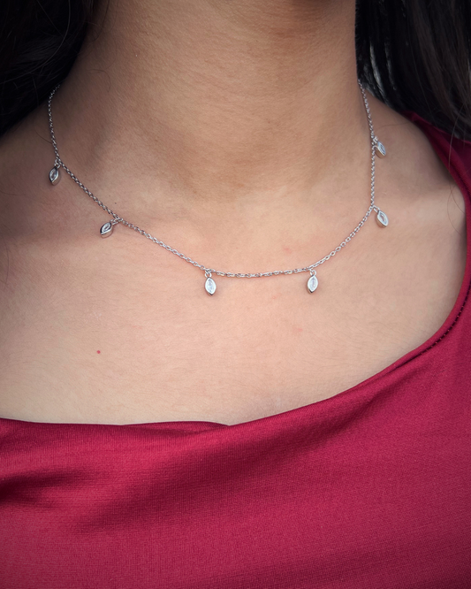 Multi Chevron Zirconia charms Necklace - S925