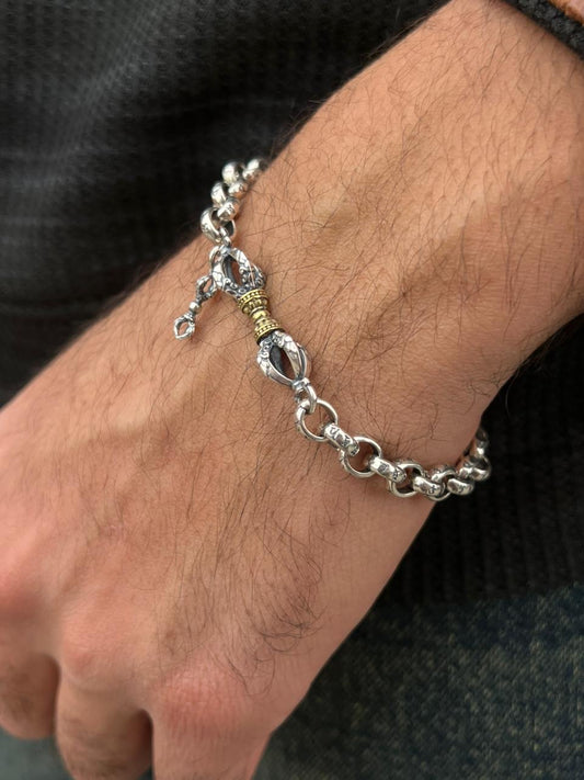 Gold Monarch Bracelet Sterling Silver 925s-(20cm)