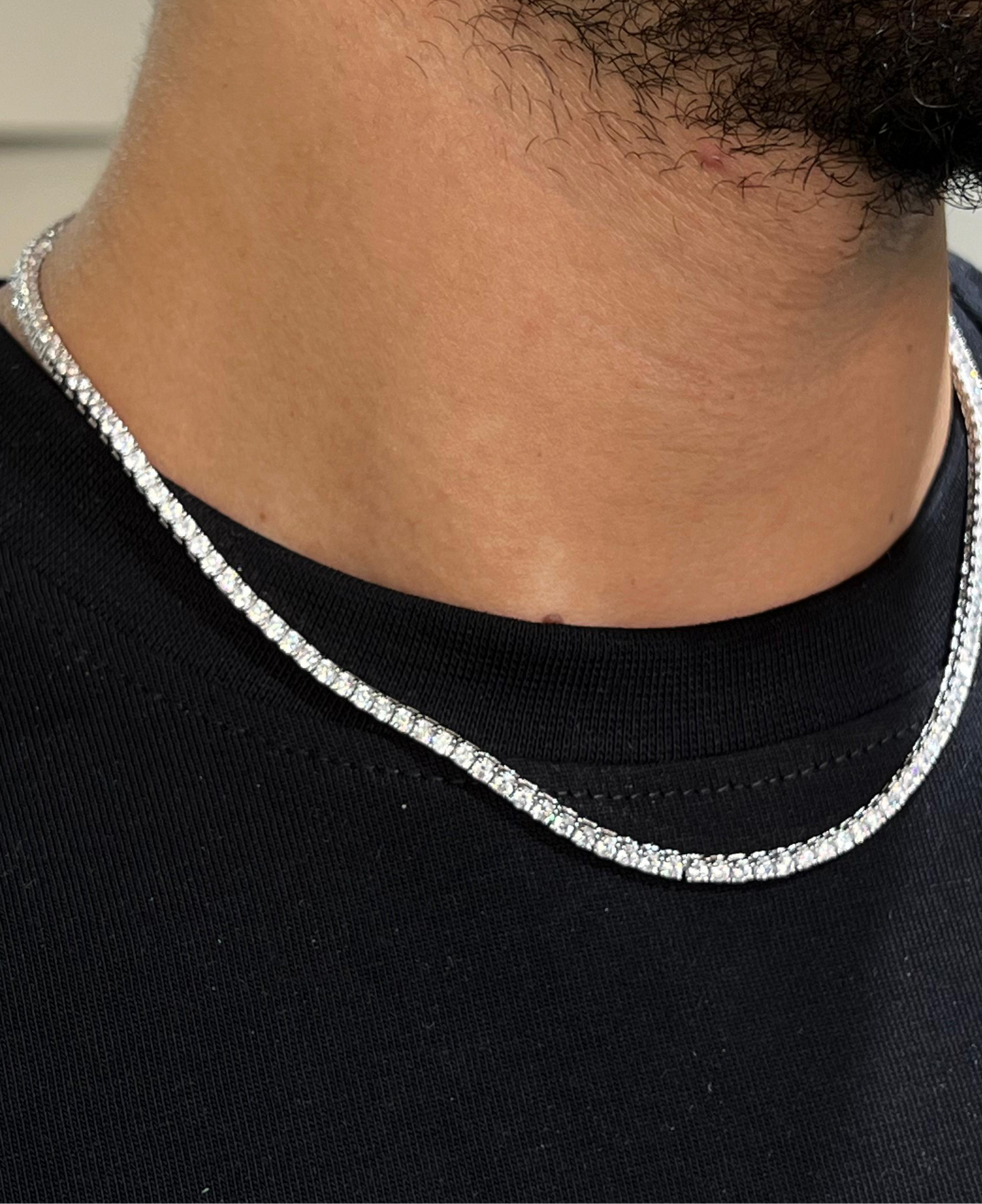 Thick Clear Tennis Necklace in Italian sterling silver-s925