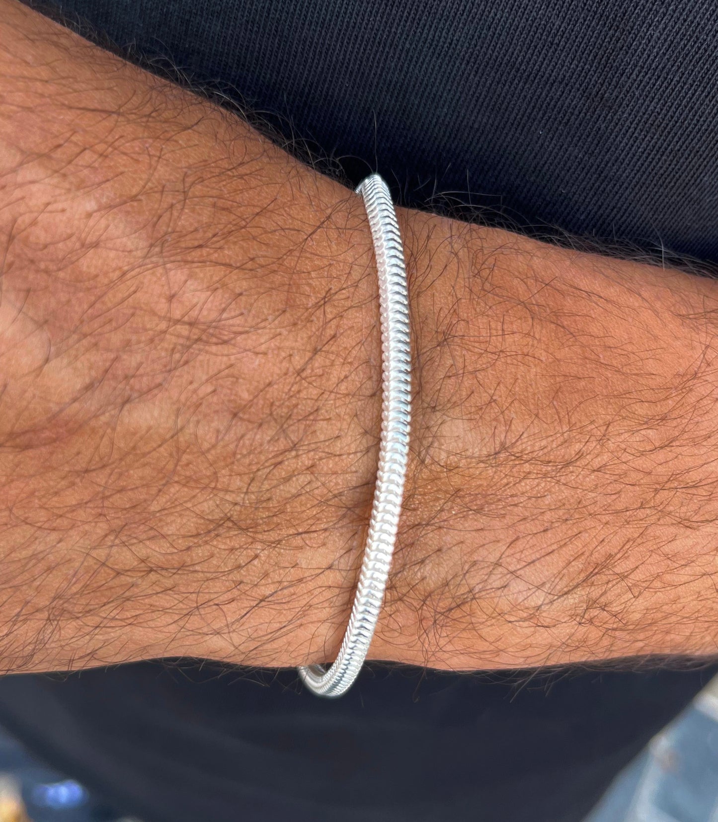 Zipper Bracelet for Men's Sterling Silver 925s-(4mm-21cm)