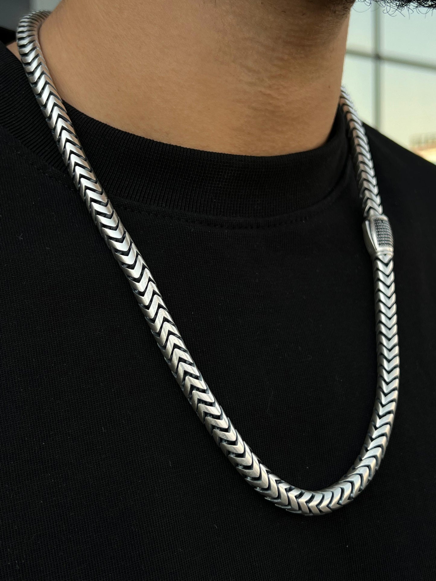 Arrow Flow Necklace for Men's Sterling Silver 925s-60cm-8mm