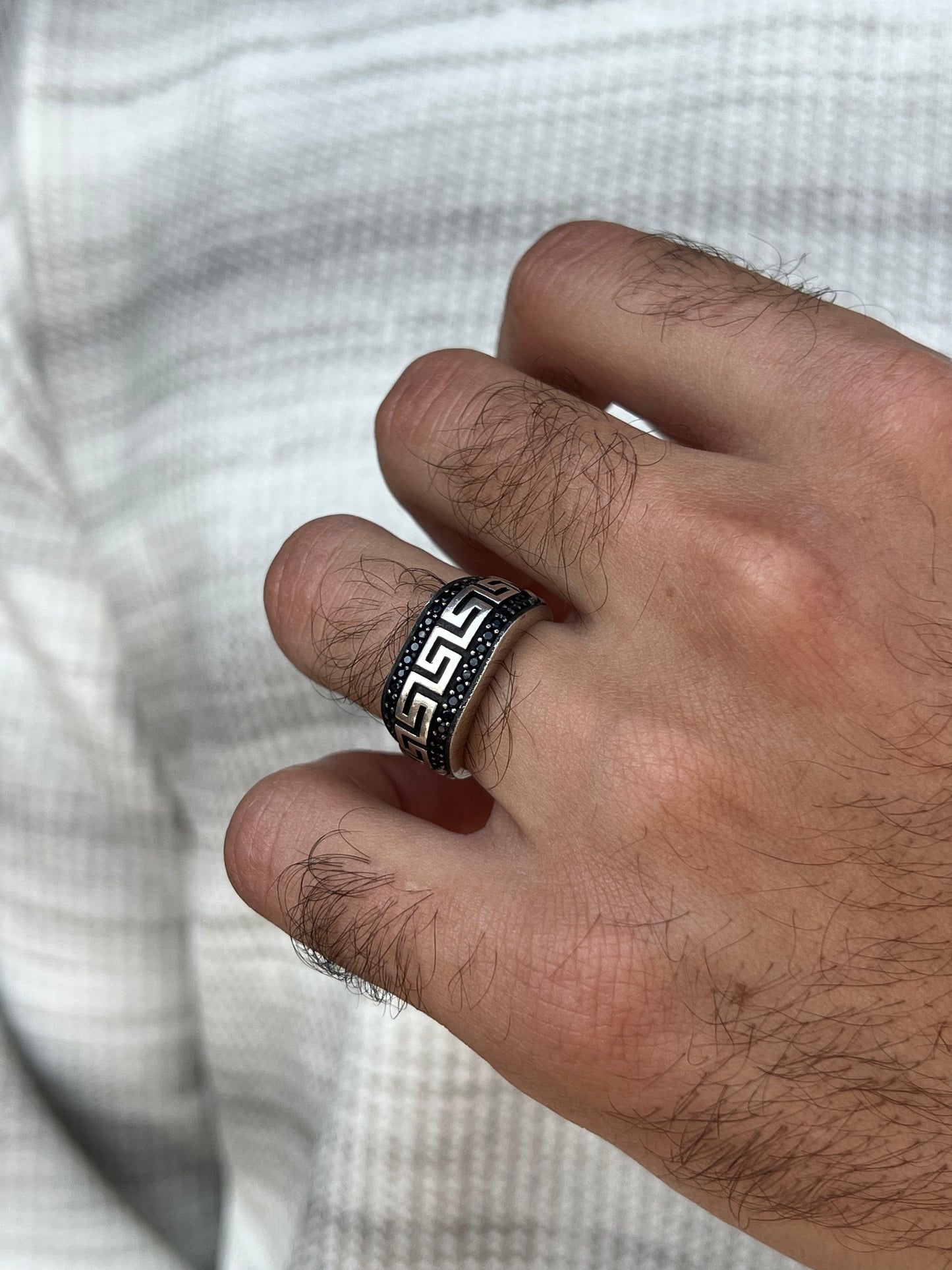 Black Zirconia Versace Ring in Sterling Silver 925s