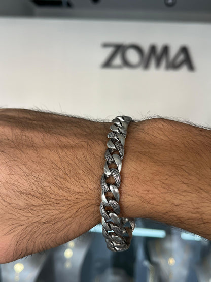 Engraved Thick Grommet Bracelet for Men's Sterling Silver 925s-21.5cm