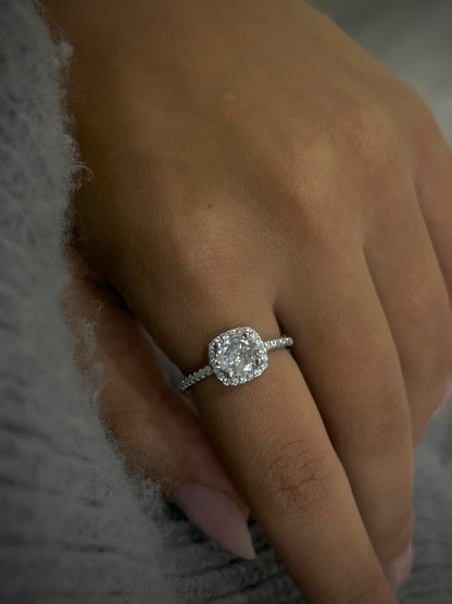 Square Ring -Clear Zirconia in Sterling Silver -925