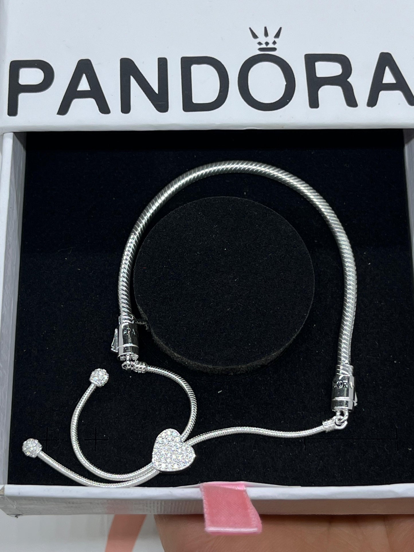 Pandora Moments Heart Snake Chain Slider Bracelet