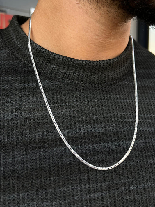 Edge Grommet Necklace for Men's Sterling Silver 925s-(60cm-3mm)