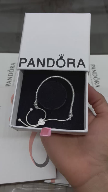 Pandora Moments Heart Snake Chain Slider Bracelet